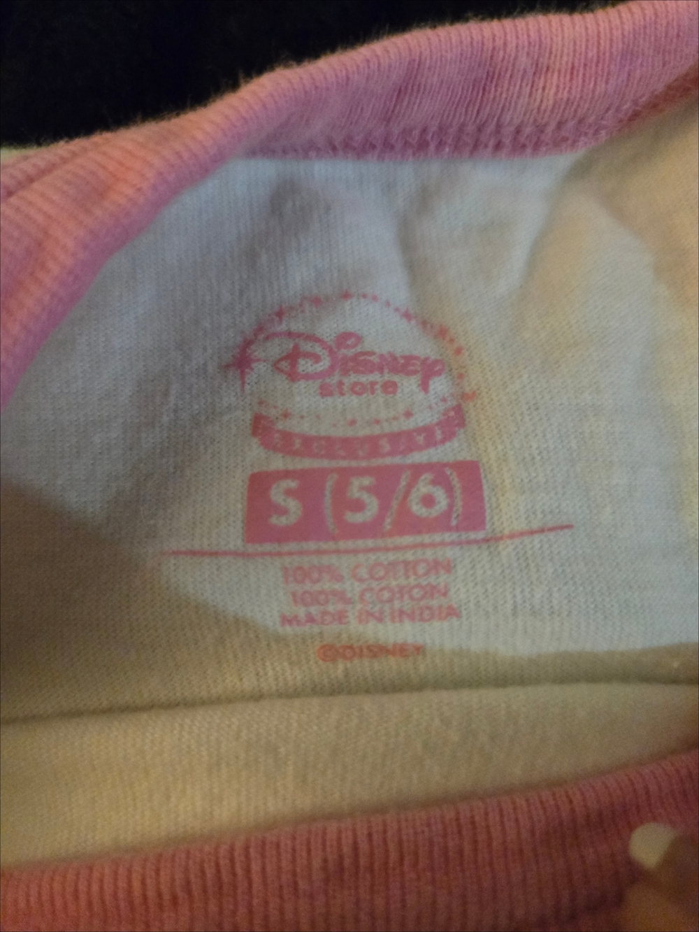 Disney Store White Pink Trim Shirt Tee Mickey Mouse Graphic Kids Girls Size 5-6 - Picture 3 of 8